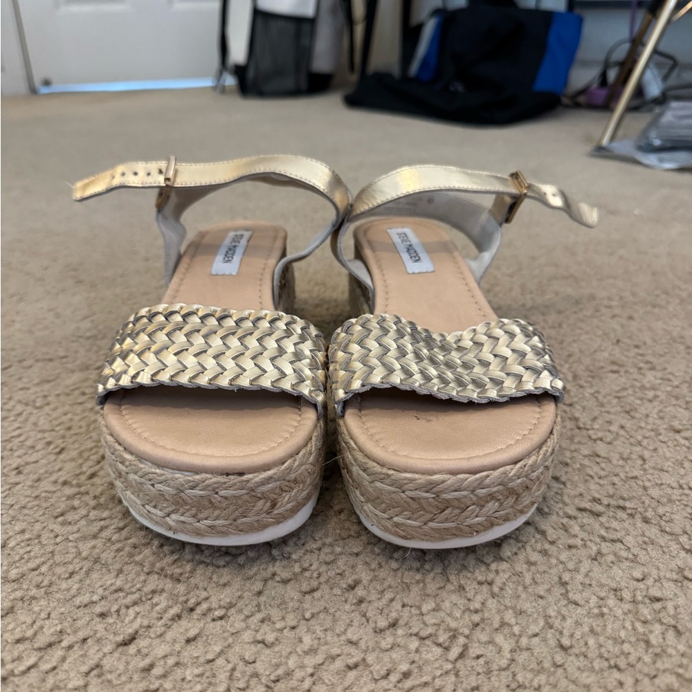 Steve Madden Gold Espadrille Platform Sandals